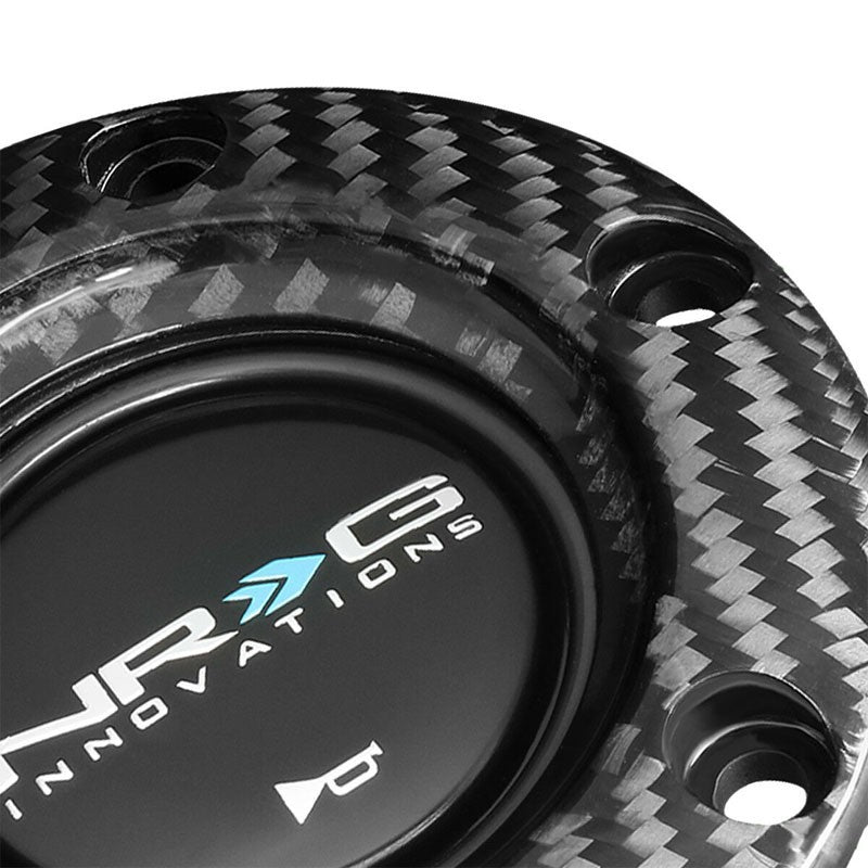 NRG STR-001BC Carbon Fiber 6-Bolt Steering Wheel Horn Button w/Ring Retainer-Steering Wheels & Accessories-BuildFastCar