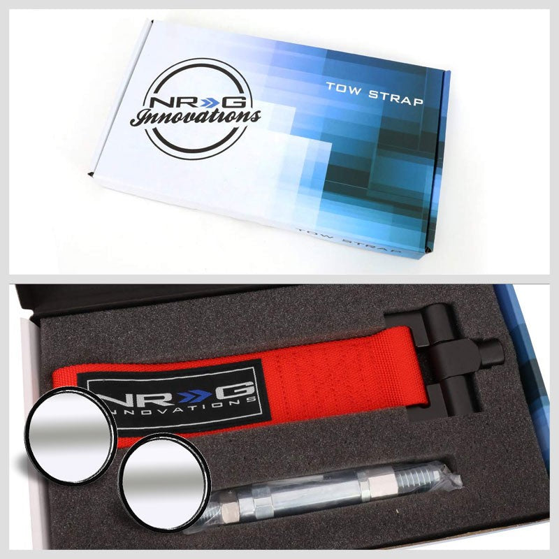 NRG Red TOW-E92RD Front/Rear Nylon Tow Strap Hook Kit For BMW E90 E92 3 Series-Truck & Towing-BuildFastCar-BFC-NRG-TOW-E92RD