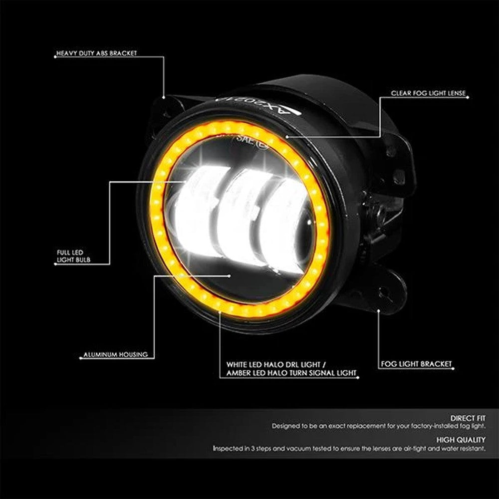 Nuvsion Front Clear Lens LED Fog Light Halo DRL+Turn Signal For 07-18 Wrangler