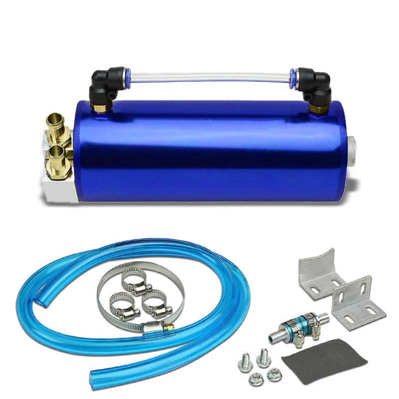 Blue Universal Aluminum Racing Oil Catch Tank Round Can Reservoir Turbo Engine-Performance-BuildFastCar