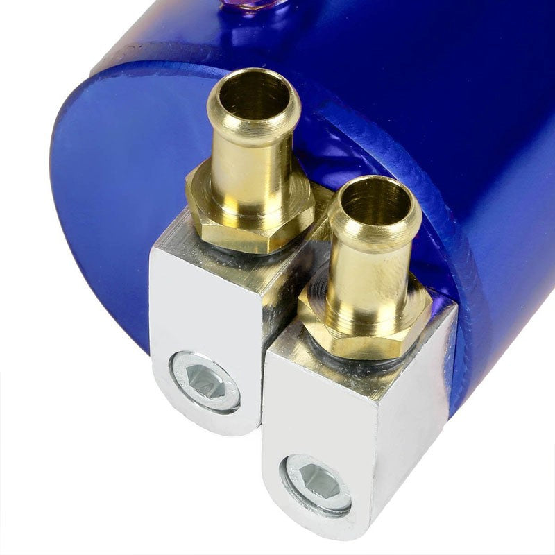 Blue Universal Aluminum Racing Oil Catch Tank Round Can Reservoir Turbo Engine-Performance-BuildFastCar