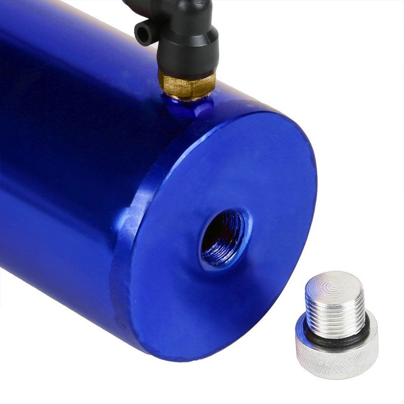 Blue Universal Aluminum Racing Oil Catch Tank Round Can Reservoir Turbo Engine-Performance-BuildFastCar