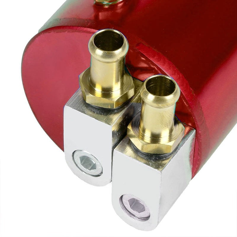 Red Universal Aluminum Racing Oil Catch Tank Round Can Reservoir Turbo Engine-Performance-BuildFastCar