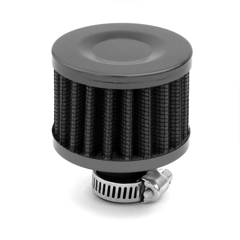 140ML Universal Black 5.5"L Round Engine Oil Catch Tank Can Reservoir+Air Filter-Performance-BuildFastCar