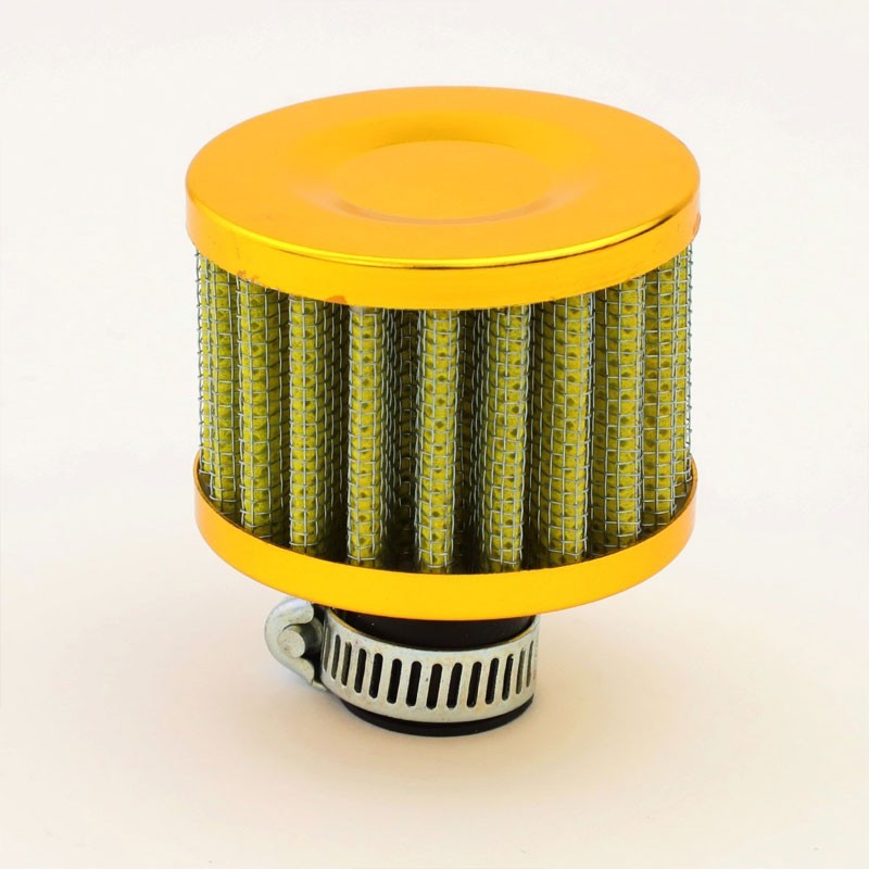 140ML Universal Gold 5.5"L Round Engine Oil Catch Tank Can Reservoir+Air Filter-Performance-BuildFastCar