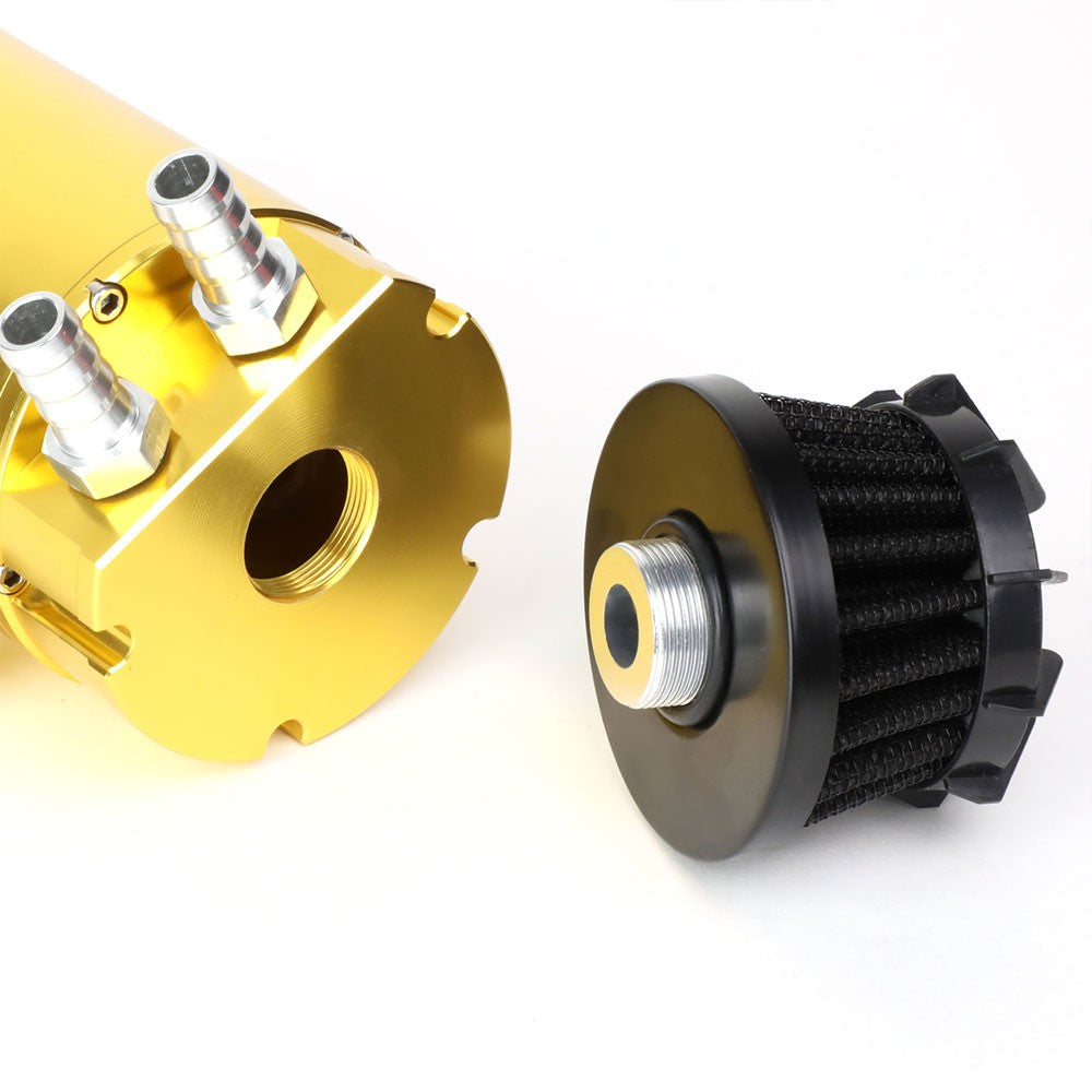 Universal Aluminum Anodized Gold 140 ML Oil Catch Tank Reservoir Breather