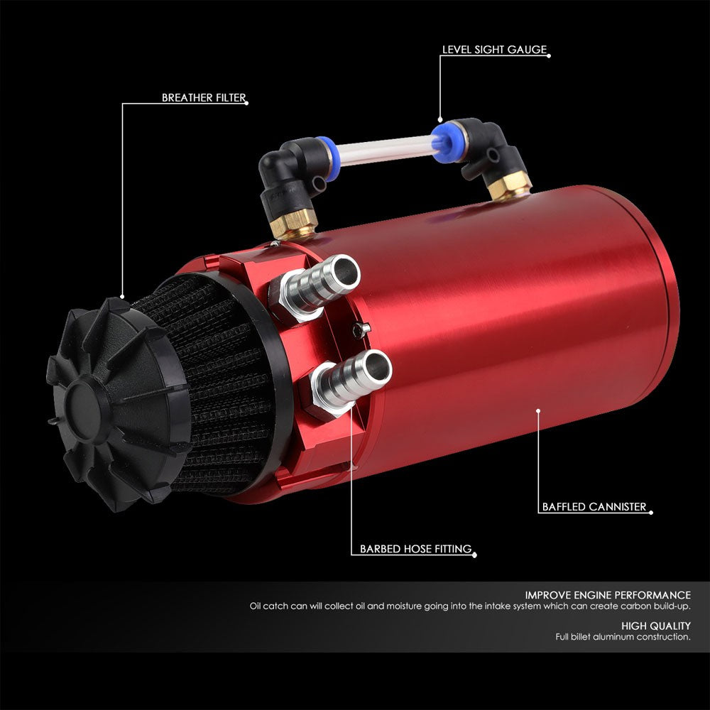 Universal Aluminum Anodized Red 140 ML Oil Catch Tank Reservoir Breather