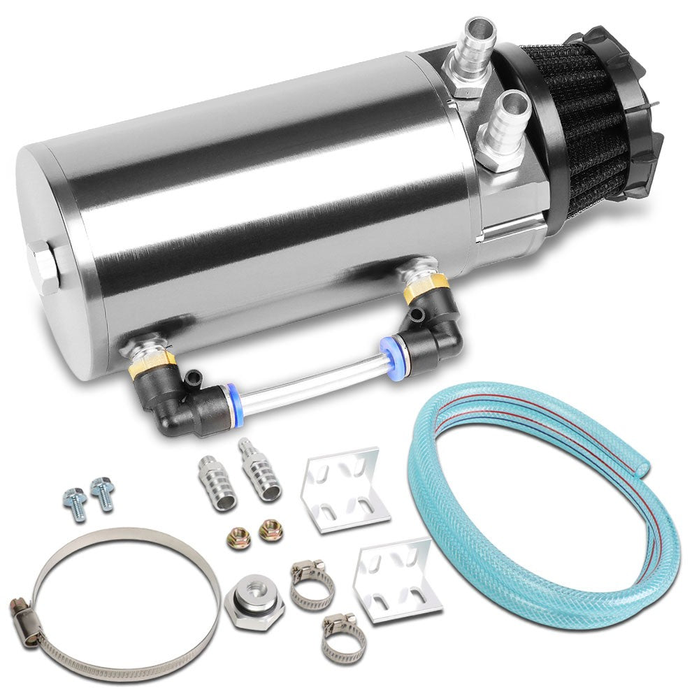 Universal Aluminum Anodized Silver 140 ML Oil Catch Tank Reservoir Breather