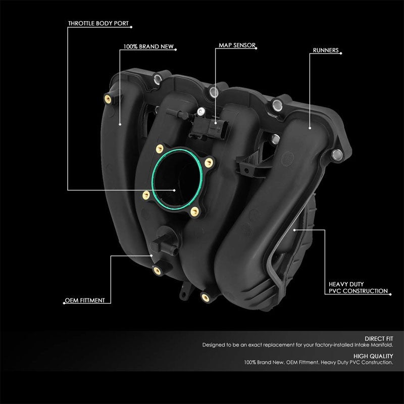 ABS Plastic Black OE Engine Intake Manifold For 10-17 Chevrolet Equinox 2.4L-Air Intake Systems-BuildFastCar-BFC-ITKM-CHEV10EQUI-BK