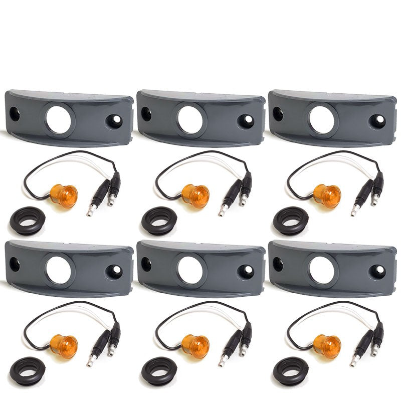 6X Peterson Amber Side Marker Light+Gray Side Surface Mount For Flat Surfaces-Trailer Light Parts-BuildFastCar-BFC-TTP-MSC-SMLC-0001-X6