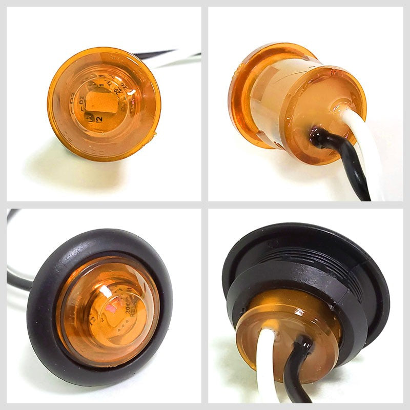 2X Peterson Amber Side Marker Light+Gray Side Surface Mount For Flat Surfaces-Trailer Light Parts-BuildFastCar-BFC-TTP-MSC-SMLC-0001-X2