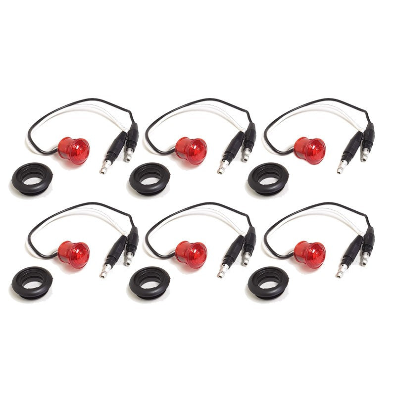 6 Pcs Universal Red Plastic Hard Wired Peterson 176KR LED Side Marker Light-Trailer Light Parts-BuildFastCar-BFC-TTP-SML-PET-176KR-RD-X6