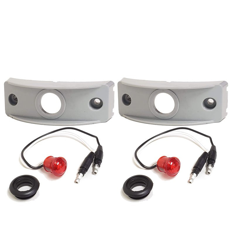 2X Peterson Red Side Marker Light+Gray Side Surface Mount For Curved Surfaces-Trailer Light Parts-BuildFastCar-BFC-TTP-MSC-SMLC-0004-X2
