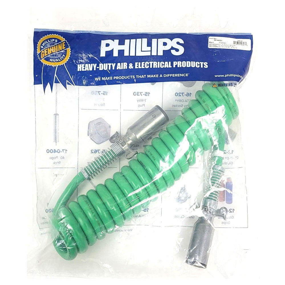 Phillips 30-4621 ABS PERMACOIL 15' Coiled Cable Electrical Assembly Zinc plugs