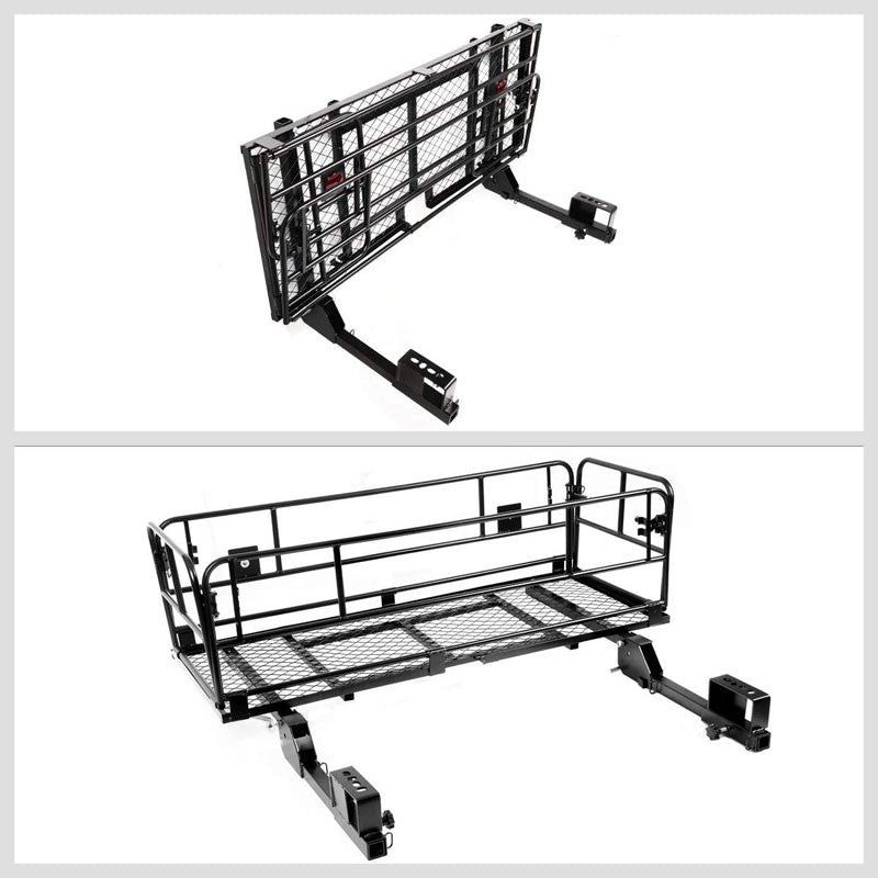 Powdered Coated Black Foldup Frame Mount Cargo Carrier Basket Baggae Luggage Box-Exterior-BuildFastCar
