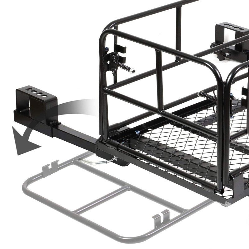 Powdered Coated Black Foldup Frame Mount Cargo Carrier Basket Baggae Luggage Box-Exterior-BuildFastCar