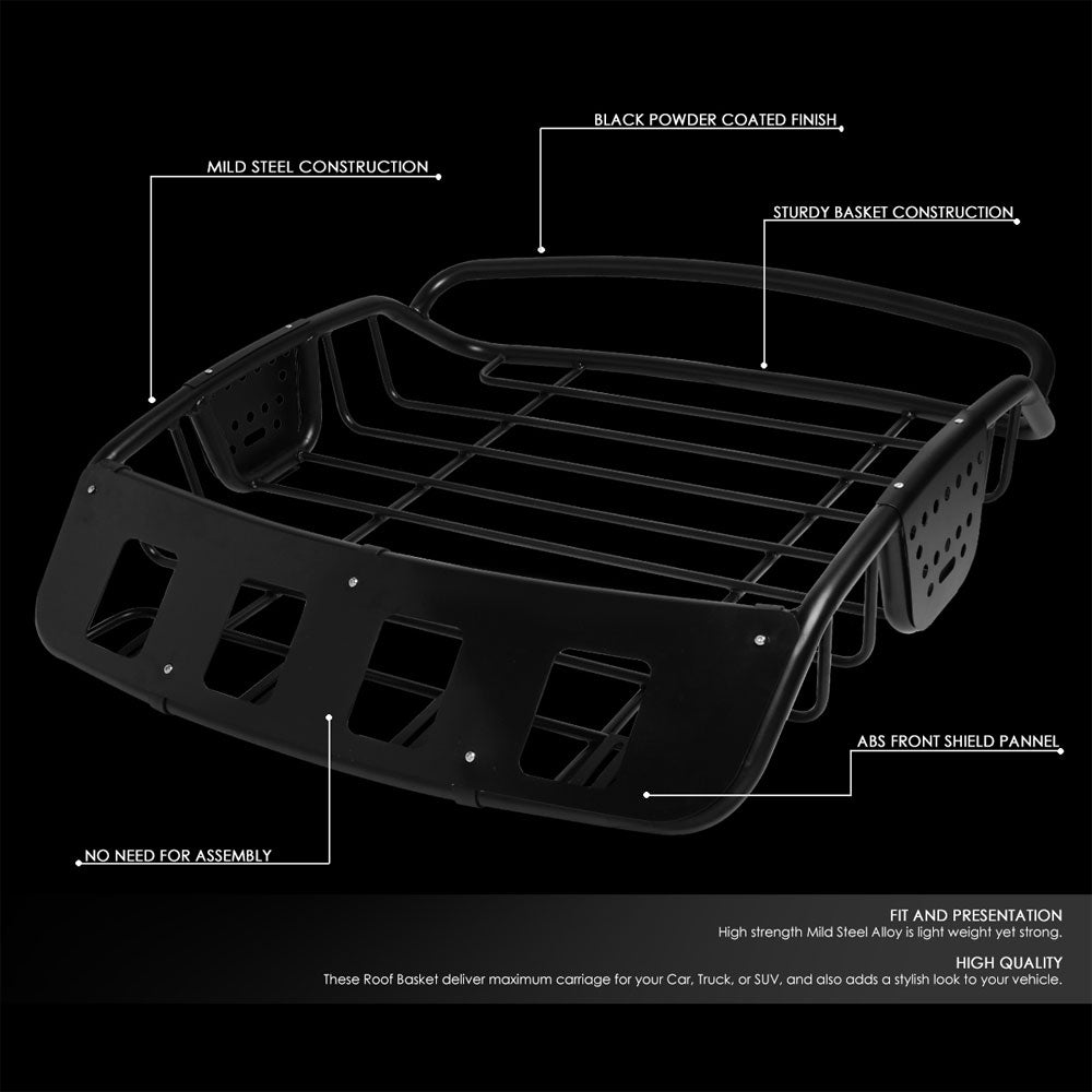 39"X38.5"X8" Universal Black Mild Steel Roof Rack Cargo Luggage Basket/Carrier