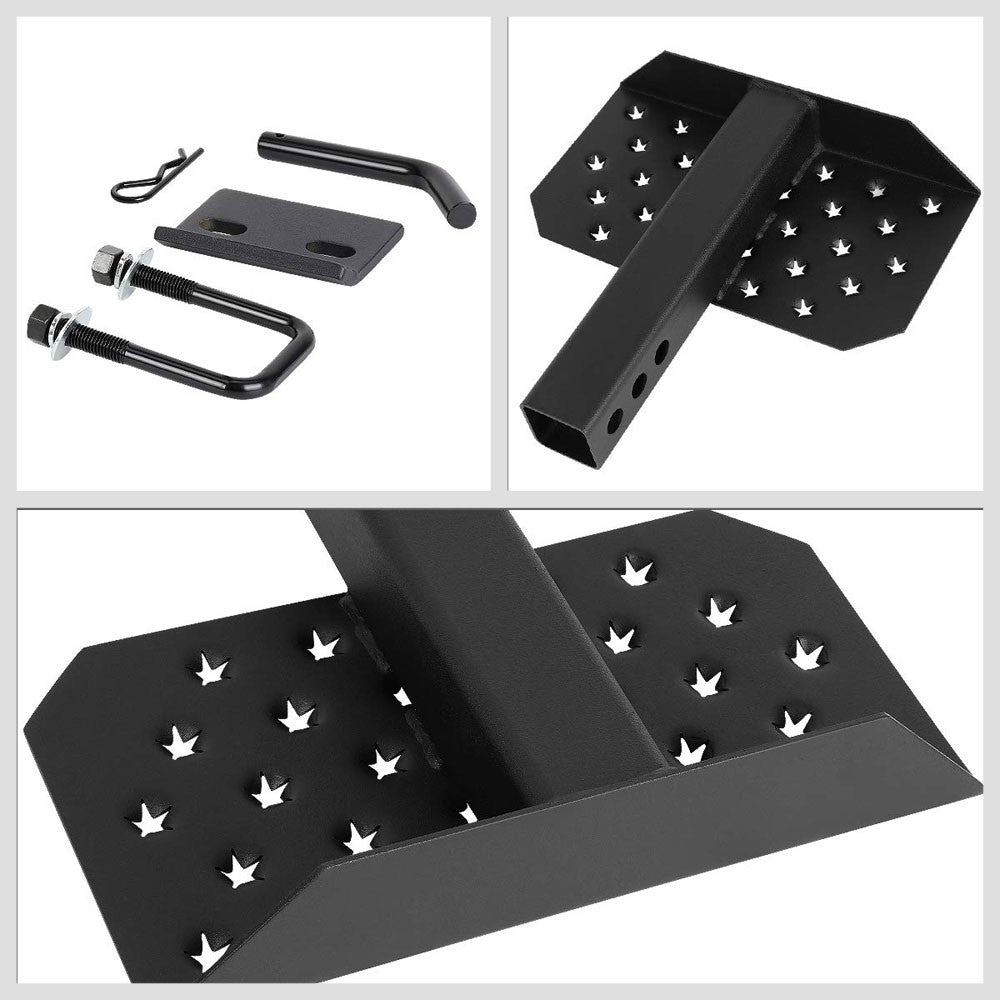12"Long/6.5" Wide Flat Step Pad Heavy Duty Hitch Step Bar Black For 2" Receiver-Exterior-BuildFastCar