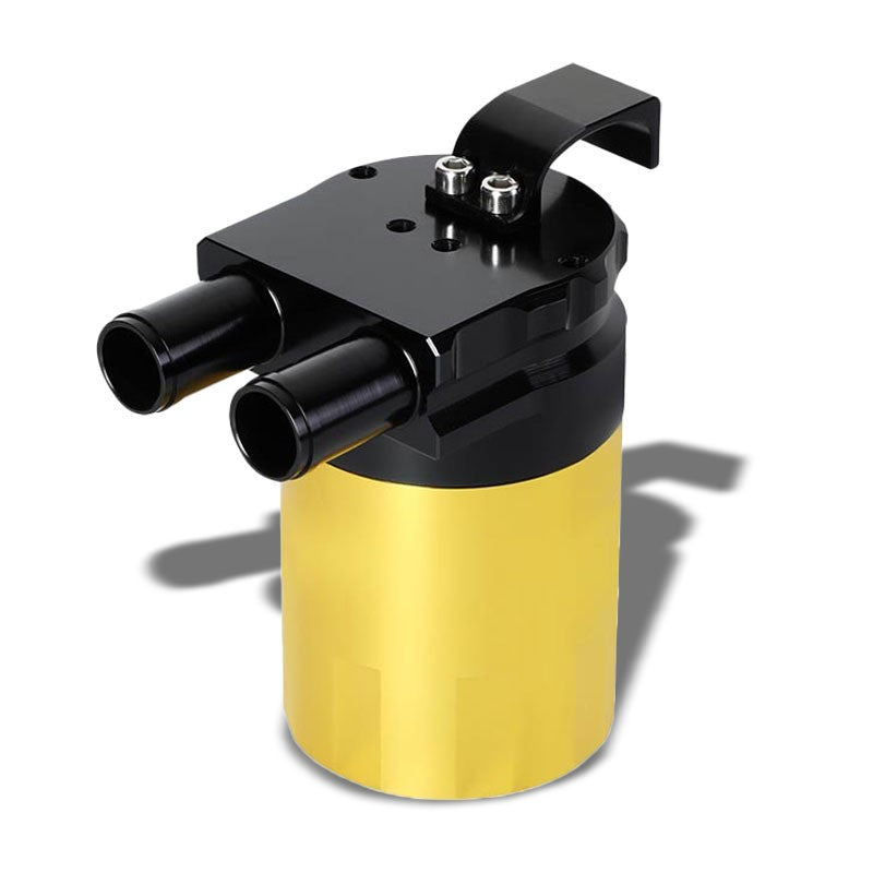 Universal Aluminum Sealed Baffled Gold 240ML 2 Port Oil Catch Tank Can Reservoir-Performance-BuildFastCar