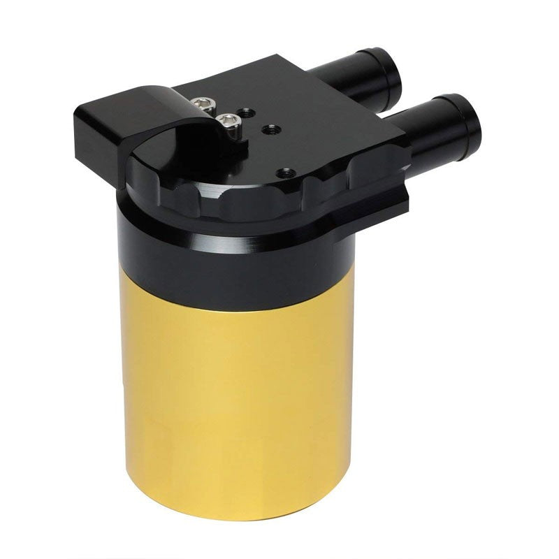Universal Aluminum Sealed Baffled Gold 240ML 2 Port Oil Catch Tank Can Reservoir-Performance-BuildFastCar