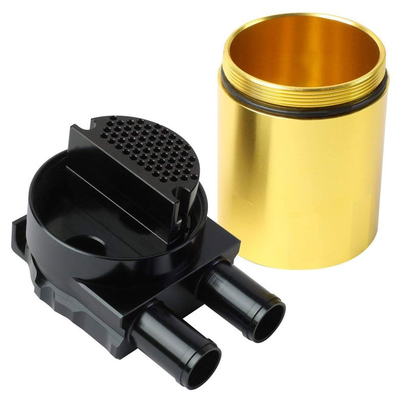 Universal Aluminum Sealed Baffled Gold 240ML 2 Port Oil Catch Tank Can Reservoir-Performance-BuildFastCar