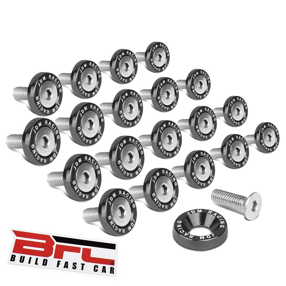 20PCs BFC Black Round JDM Pattern Fender Washer M6x1.0