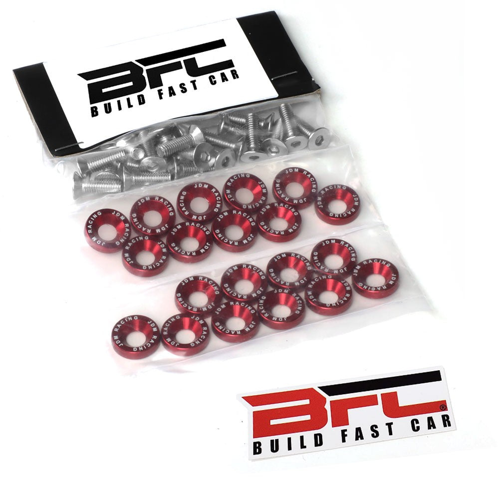 20PCs BFC Red Round JDM Pattern Fender Washer M6x1.0