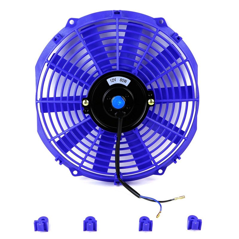 2x Universal 12" SLIM Blue Reversible Electric Electric Radiator Cooling Fan-Performance-BuildFastCar