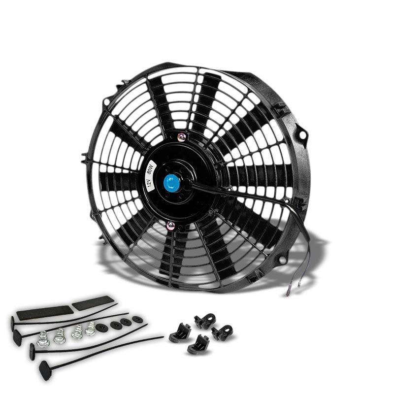 Universal 12" SLIM Black PULL/PUSH Electric Radiator Engine Bay Cooling Fan-Performance-BuildFastCar