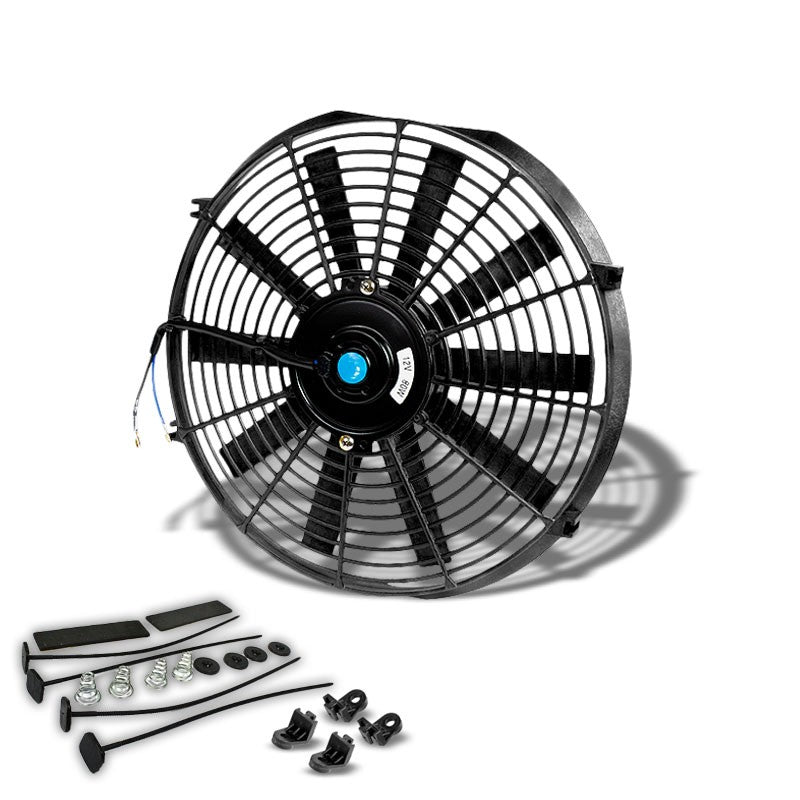 Universal 14" SLIM Black PULL/PUSH Electric Radiator Engine Bay Cooling Fan-Performance-BuildFastCar
