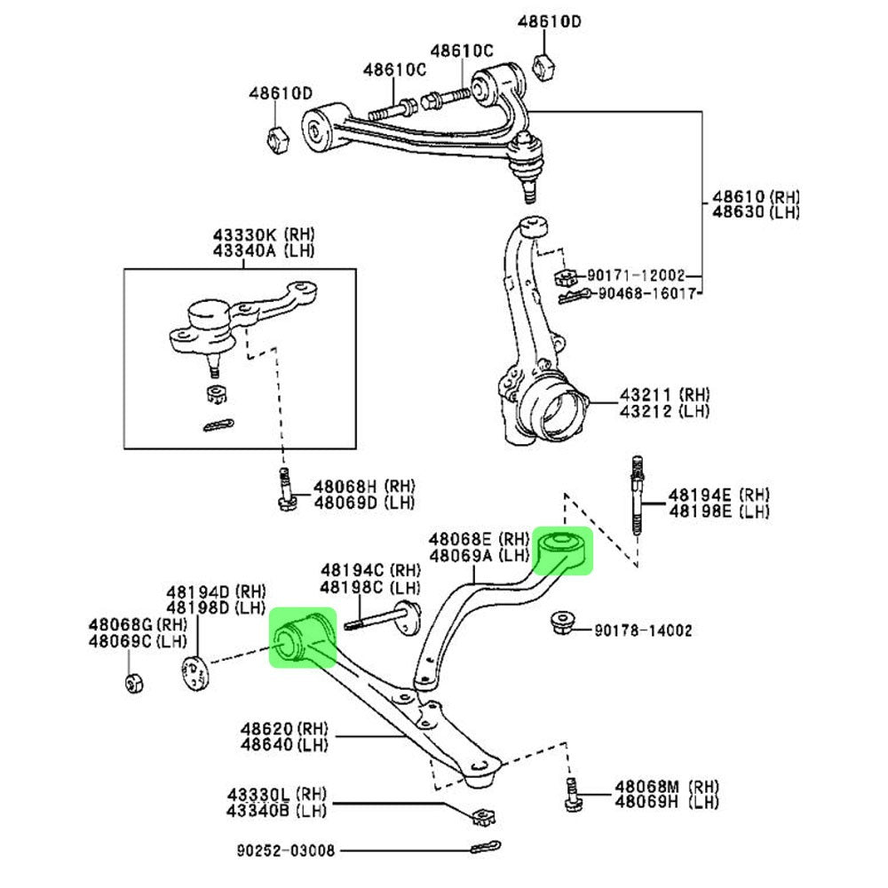 Rocar Front Lower Control Arm Bushing (Left or Right) For 99-05 GS-Series S160