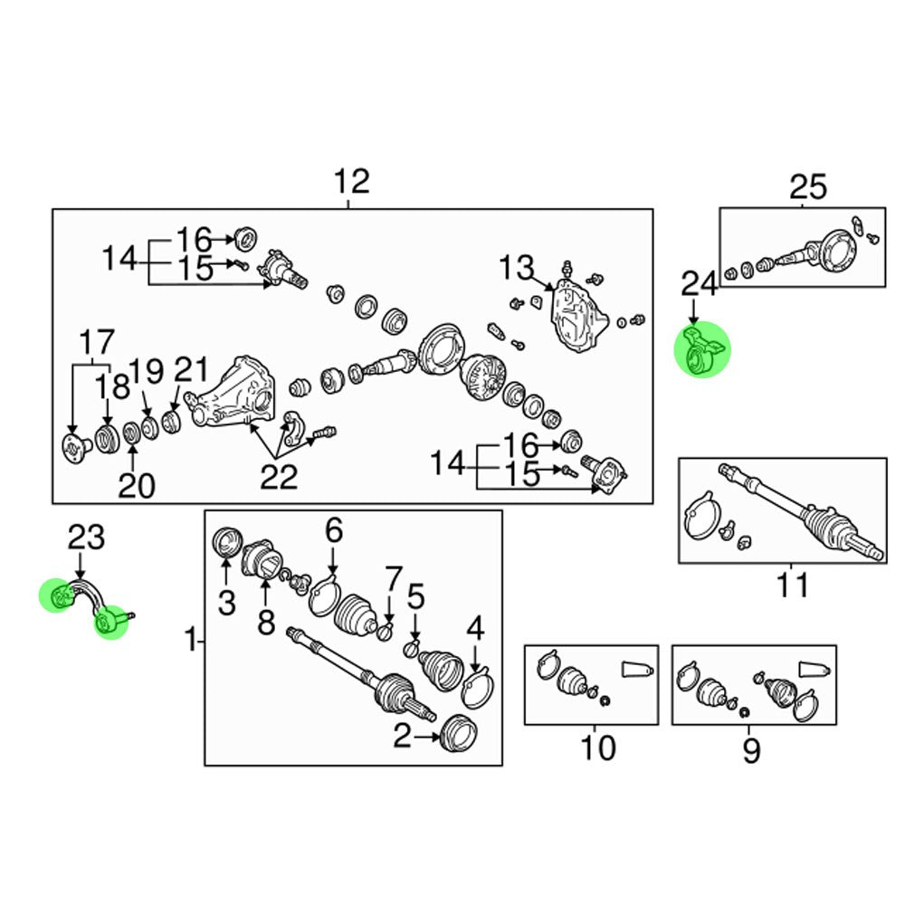Rocar 3PCS Rear Differential Mount + Bushing For 96-05 Toyota RAV4 4WD XA10 XA20