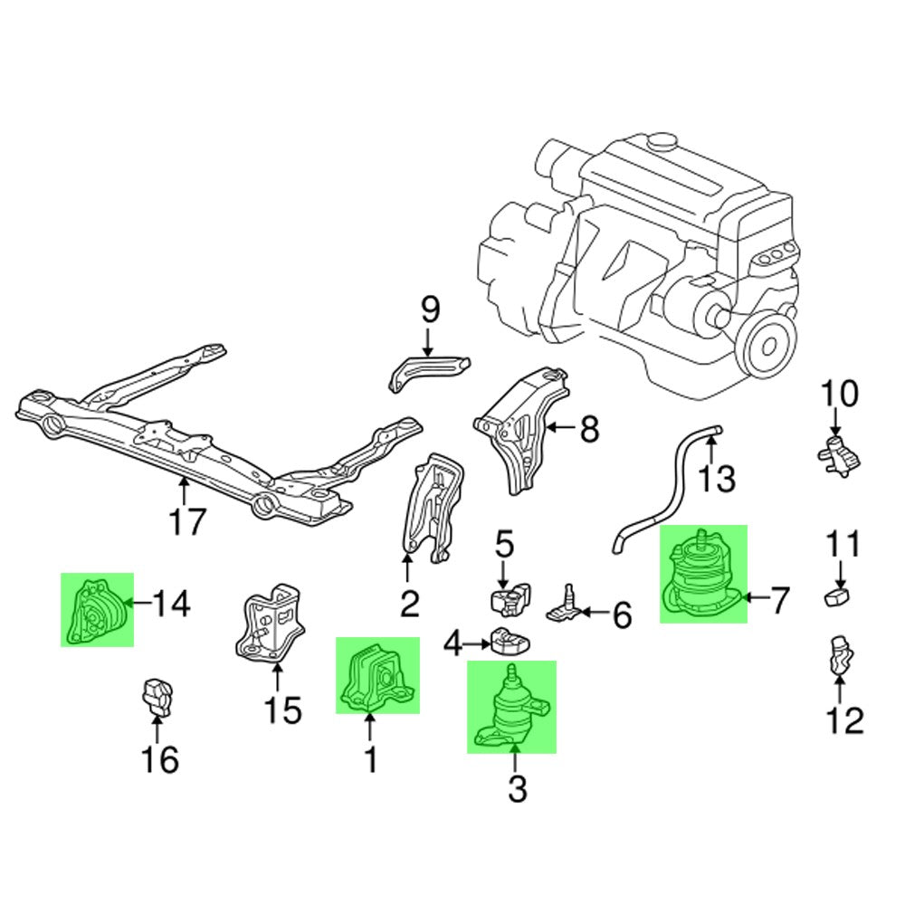 Rocar RC-EM0016 Front/Rear/Side Engine Mount & Transmission RC-EM0016