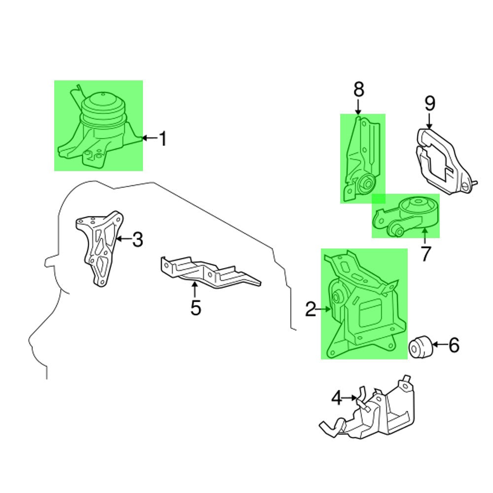 Rocar RC-EM0046 DS PS Engine Mount + Control Rod + Lateral Rod Mount RC-EM0046