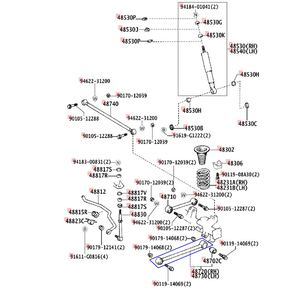 Rocar Rear Lower Control Arm w/Bushing 96-02 Toyota 4Runner N180