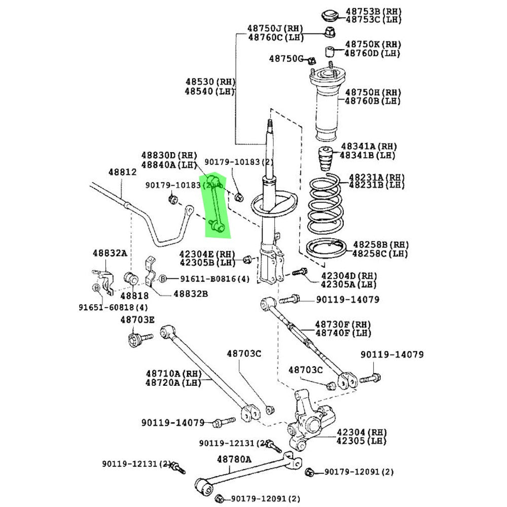 Rocar OE-Style Rear Stabilizer Sway Bar End Links For 01+ Lexus ES RX/Toyota