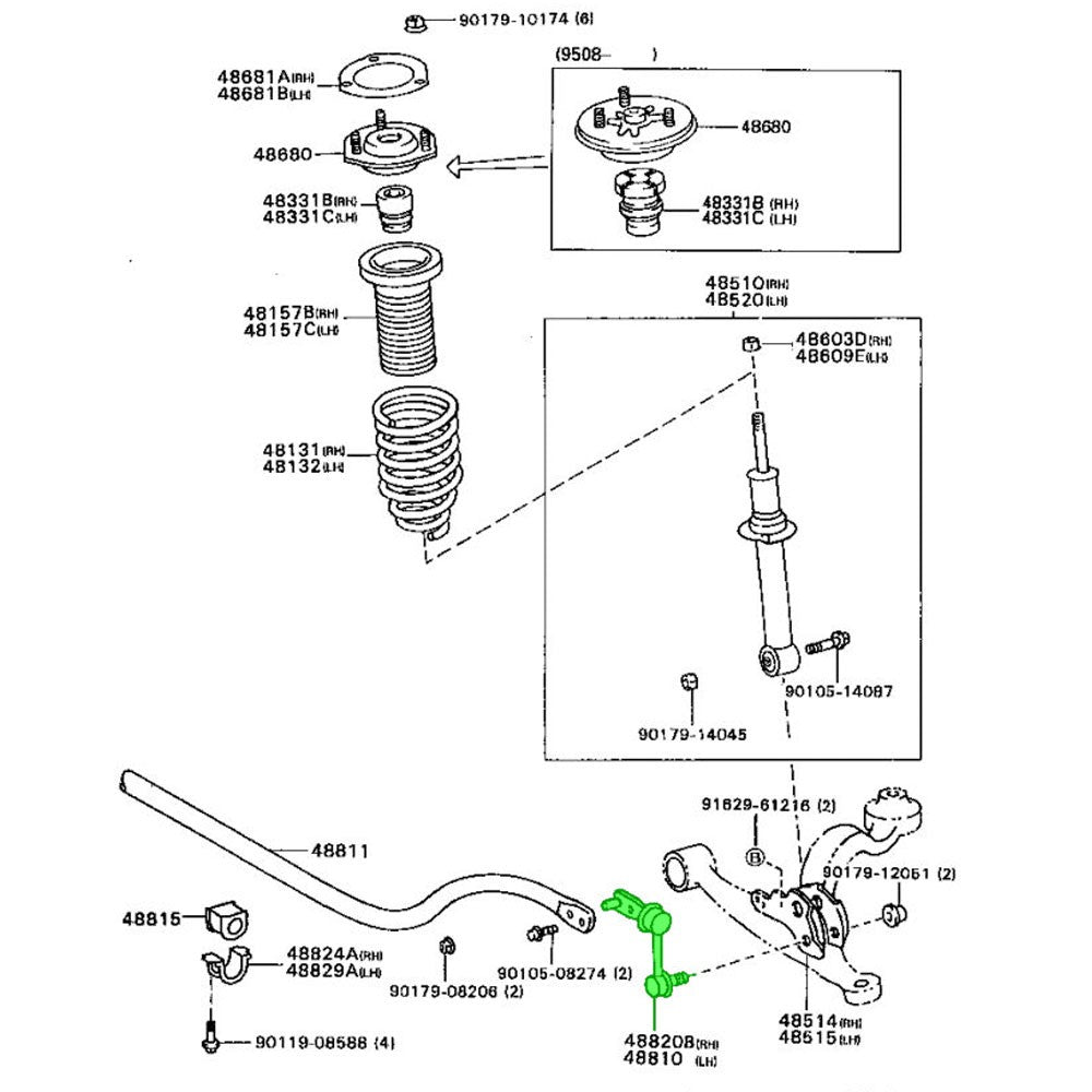 Rocar RC-SL0061 Front Sway bar end links Bar 93-05 Lexus GS300 GS400 GS430