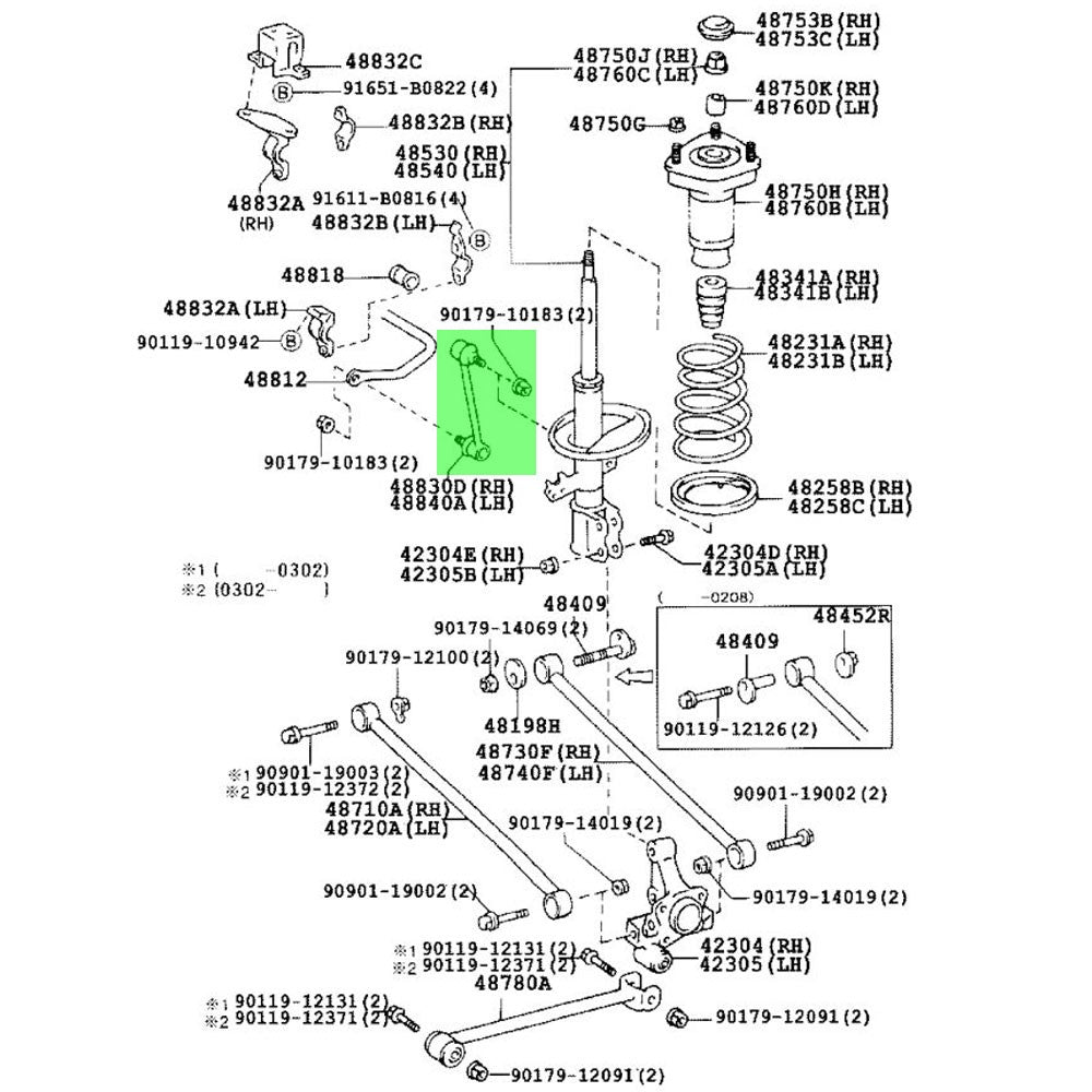 Rocar OE Rear Stabilizer Sway Bar End Links For 01-04 Highlander 4WD/99-03 RX300