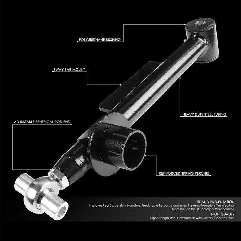 Black Adjustable Rear Lower Right+Left Tubular Control Arms For 99-04 Mustang-Suspension Arms-BuildFastCar