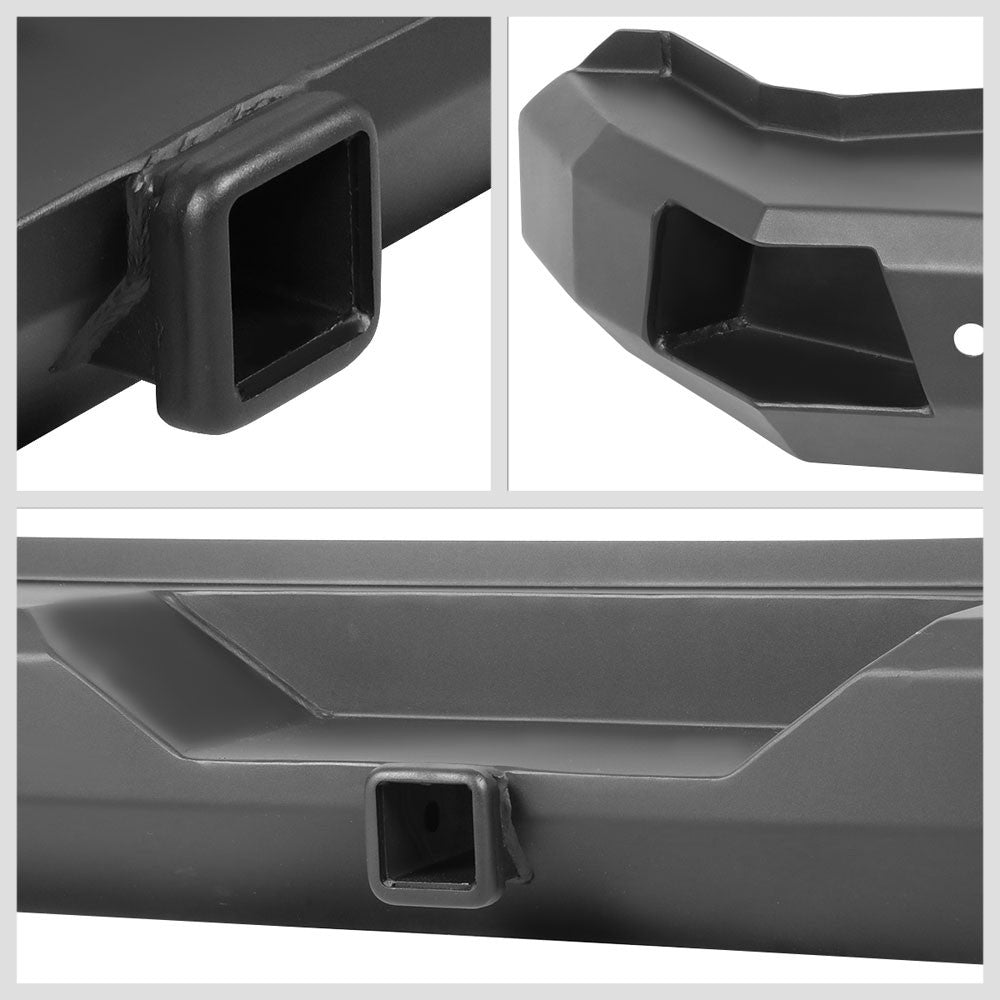 Black Steel Off Road Heavy Duty Rear Bumper For 18-19 Jeep Wrangler 2.0L/3.6L