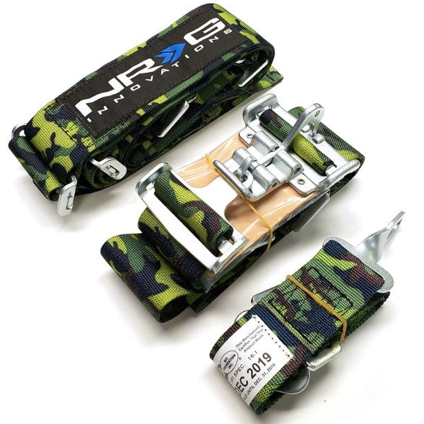 NRG SBH-5PCCAMO 5-Point Latch Link Green Camo SFI 16.1 Racing Seat Belt Harness-Seats & Components-BuildFastCar