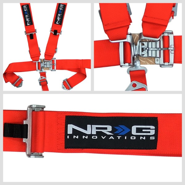 NRG SBH-5PCRD 5-Point Latch Link Red SFI Approved 16.1 Racing Seat Belt Harness-Seats & Components-BuildFastCar