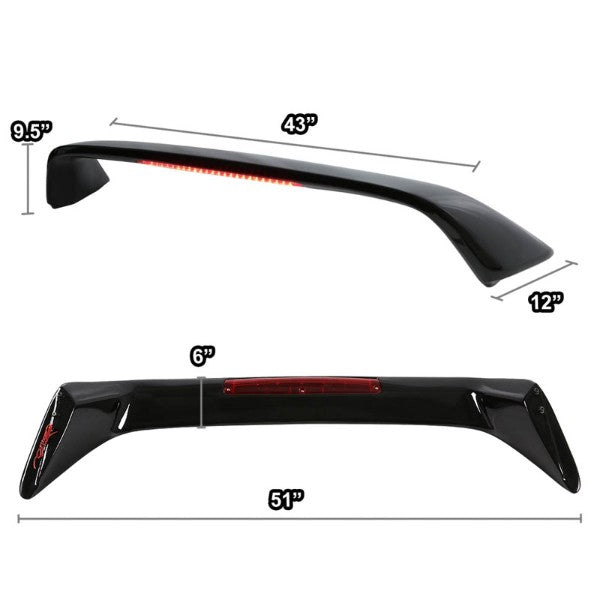 Black Type-R Style Trunk Spoiler/Wing+LED Brake Light For 94-01 Integra DB/DC-Body Hardware/Replacement-BuildFastCar-
