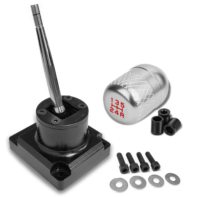 Megan Short Shifter+Silver Net/White 5-Speed Knob For 93-95 Mazda RX-7 FD35 MT-Shifter Components-BuildFastCar