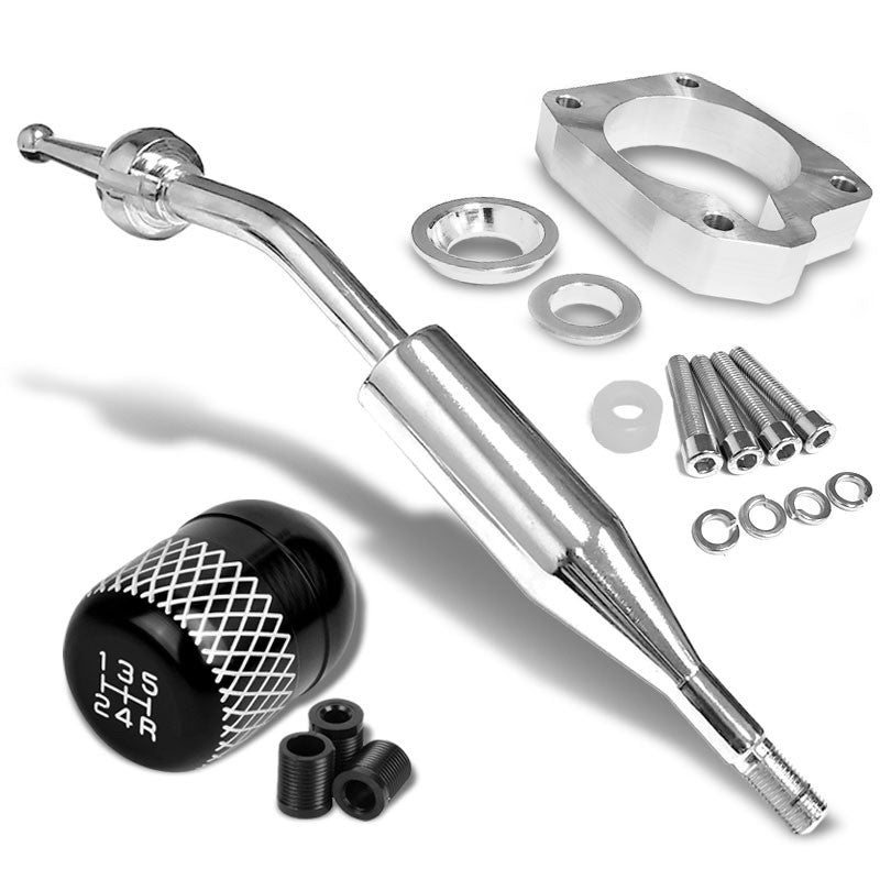 Manzo Short Shifter+Black Net/White 5-Speed Knob For 83-87 Corolla GTS AE86 MT-Shifter Components-BuildFastCar