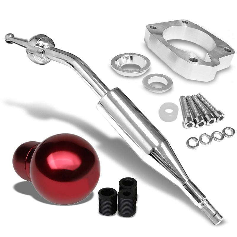 Manzo Short Throw Shifter+Red Round Shift Knob For 83-87 Corolla GTS AE86 MT-Shifter Components-BuildFastCar