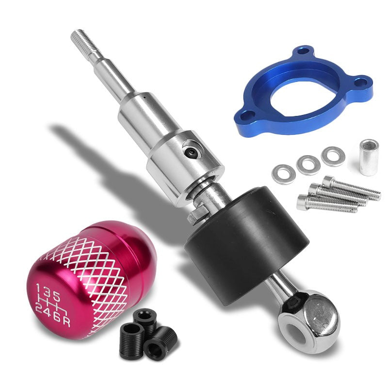 Megan Short Shifter+Pink Net/White 6-Speed Knob For 03-08 Nissan 350Z Z33 MT-Shifter Components-BuildFastCar