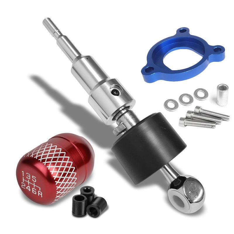 Megan Short Shifter+Red Net/White 6-Speed Knob For 03-08 Nissan 350Z Z33 MT-Shifter Components-BuildFastCar
