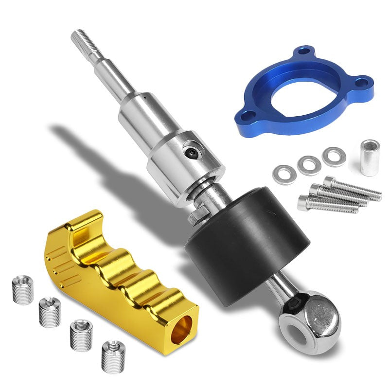 Megan Short Throw Shifter+Gold Pistol Grip Knob For 03-08 Nissan 350Z Z33 MT-Shifter Components-BuildFastCar
