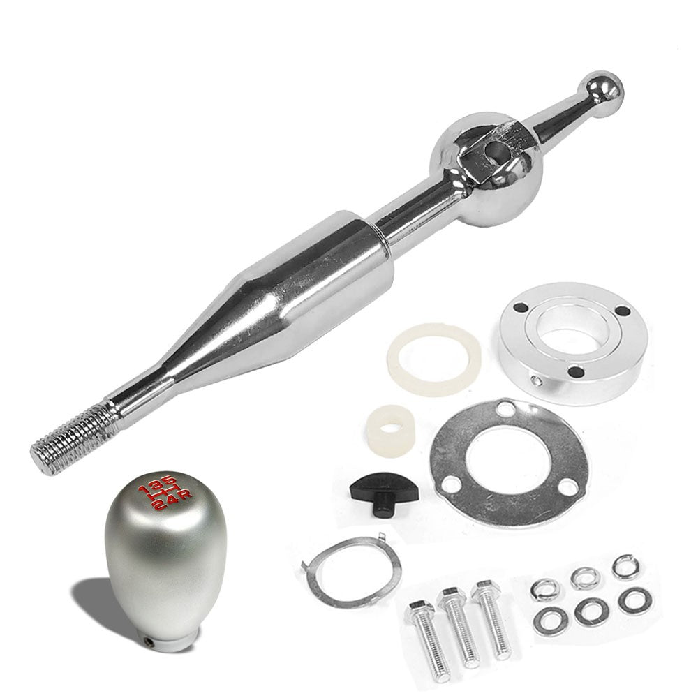 Manzo Short Throw Shifter+Silver Type-R Style Shift Knob For 90-97 Miata MX-5